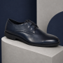 Pantofi Derby bărbați bleumarin din piele naturală cu perforații ROME177BL